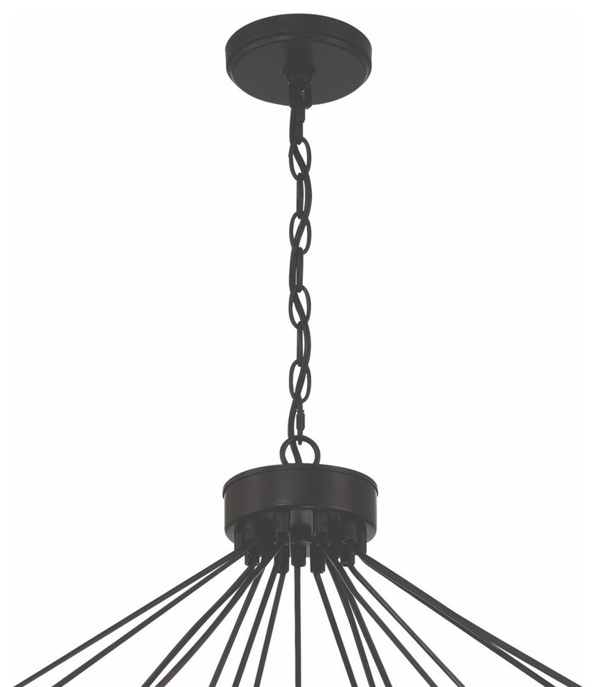 15-Light Unique Wagon Wheel Chandelier, Classic Black