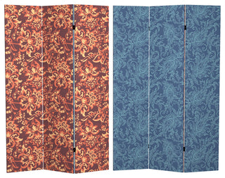 6' Tall Double Sided Floral Wallpaper Canvas Room Divider
