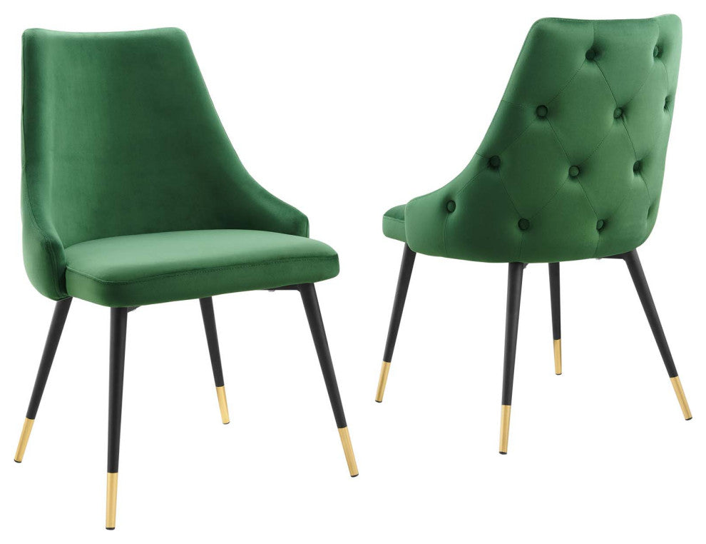 Adorn Dining Side Chair Performance Velvet Set of 2 Emerald