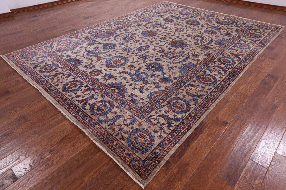 8' 10" X 12' 4" Persian Tabriz Hand-Knotted Wool Rug Q7577