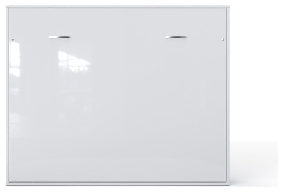Invento Horizontal Murphy Bed With mattress 63 x 78.7 inch, White