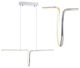 Ali 34.5" Dimmable Adjustable Integrated LED Metal Linear Pendant, Chrome