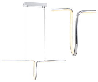 Ali 34.5" Dimmable Adjustable Integrated LED Metal Linear Pendant, Chrome