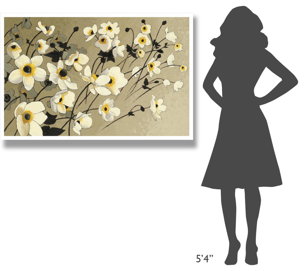 "Anemones Japonaises Blancs" Digital Paper Print by Shirley Novak, 50"x34"