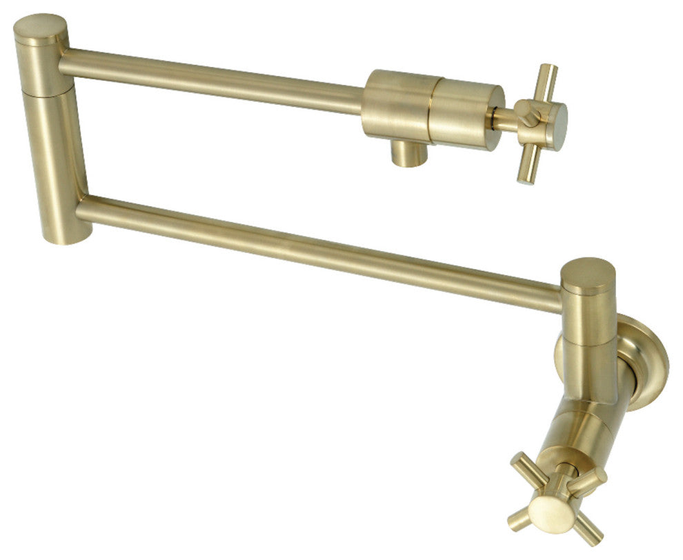 Kingston Brass KS4107DX Concord Wall Mount Pot Filler, Brushed Brass
