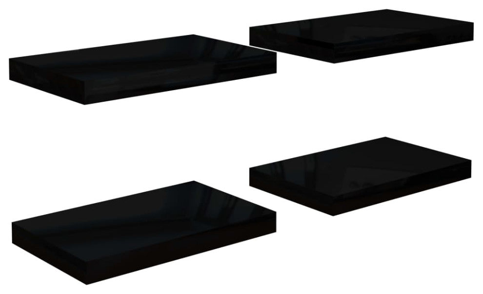 vidaXL Wall Shelves Floating Shelves Display Shelves 2 Pcs High Gloss Black
