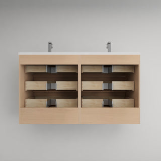 Victoria 60" Double Sink Solid Wood Vanity, Overhead Cabinet, Glossy White