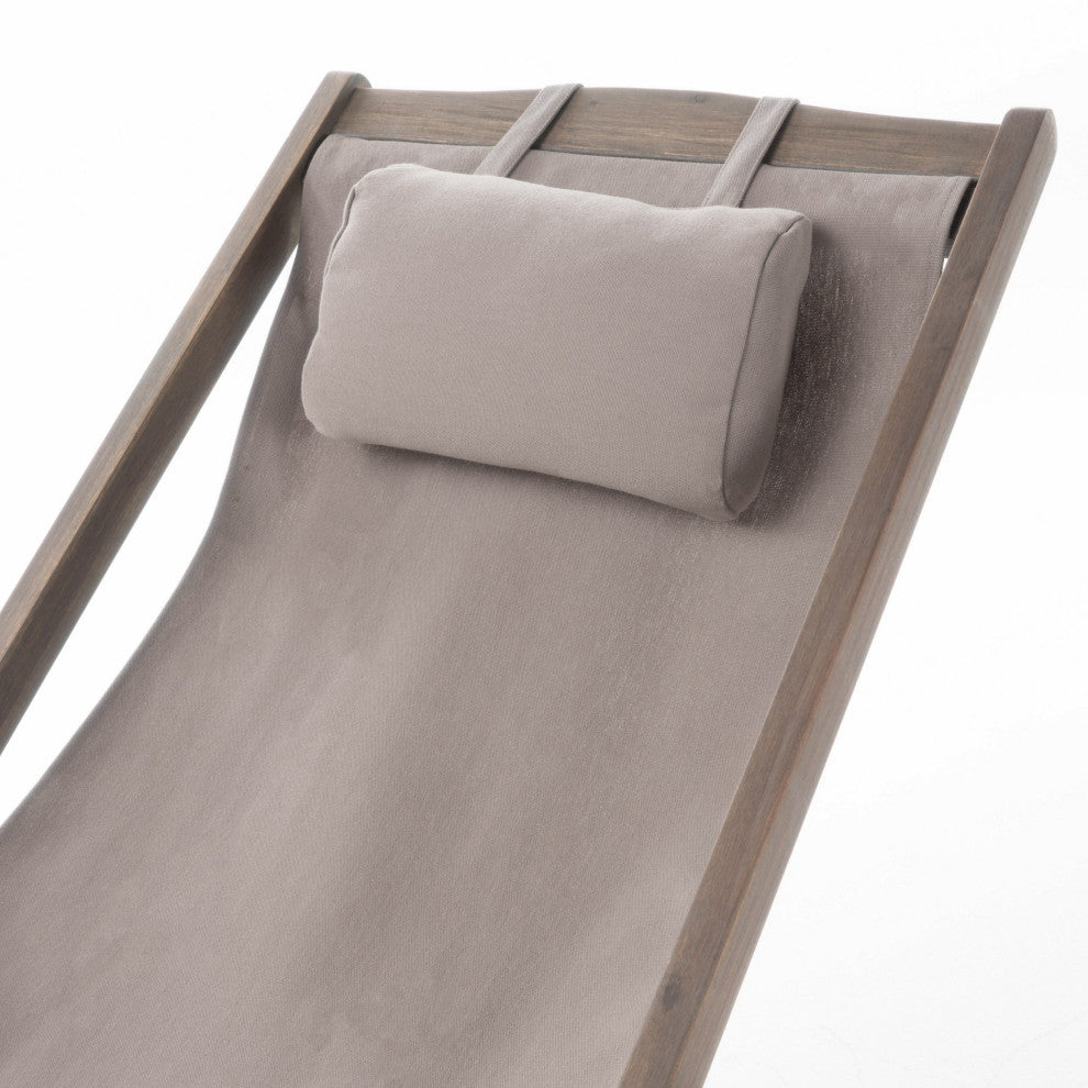 GDF Studio Northland Outdoor Wood and Canvas Sling Chairs, Set of 2, Taupe