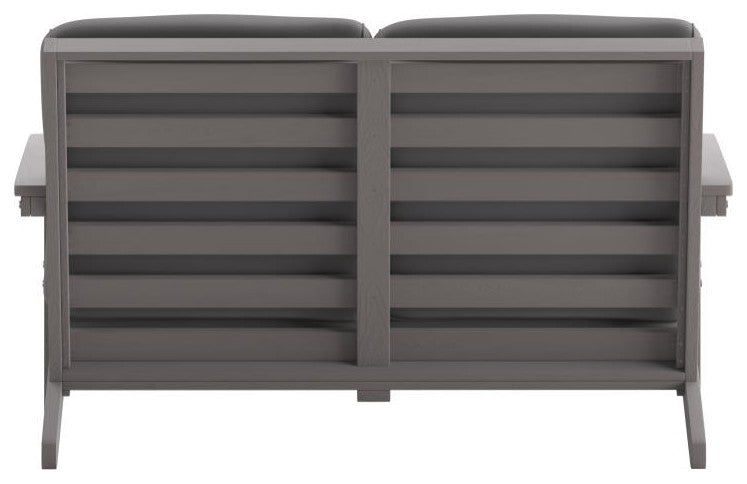 Charlestown All-Weather Poly Resin Wood Adirondack Loveseat with Cushions, Gray