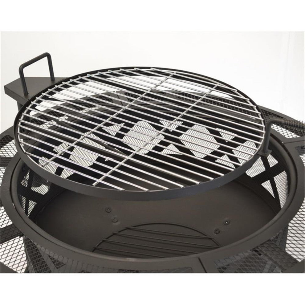 Afuera Living 32" Roundup Fire Pit with Cooking Shelf in Black