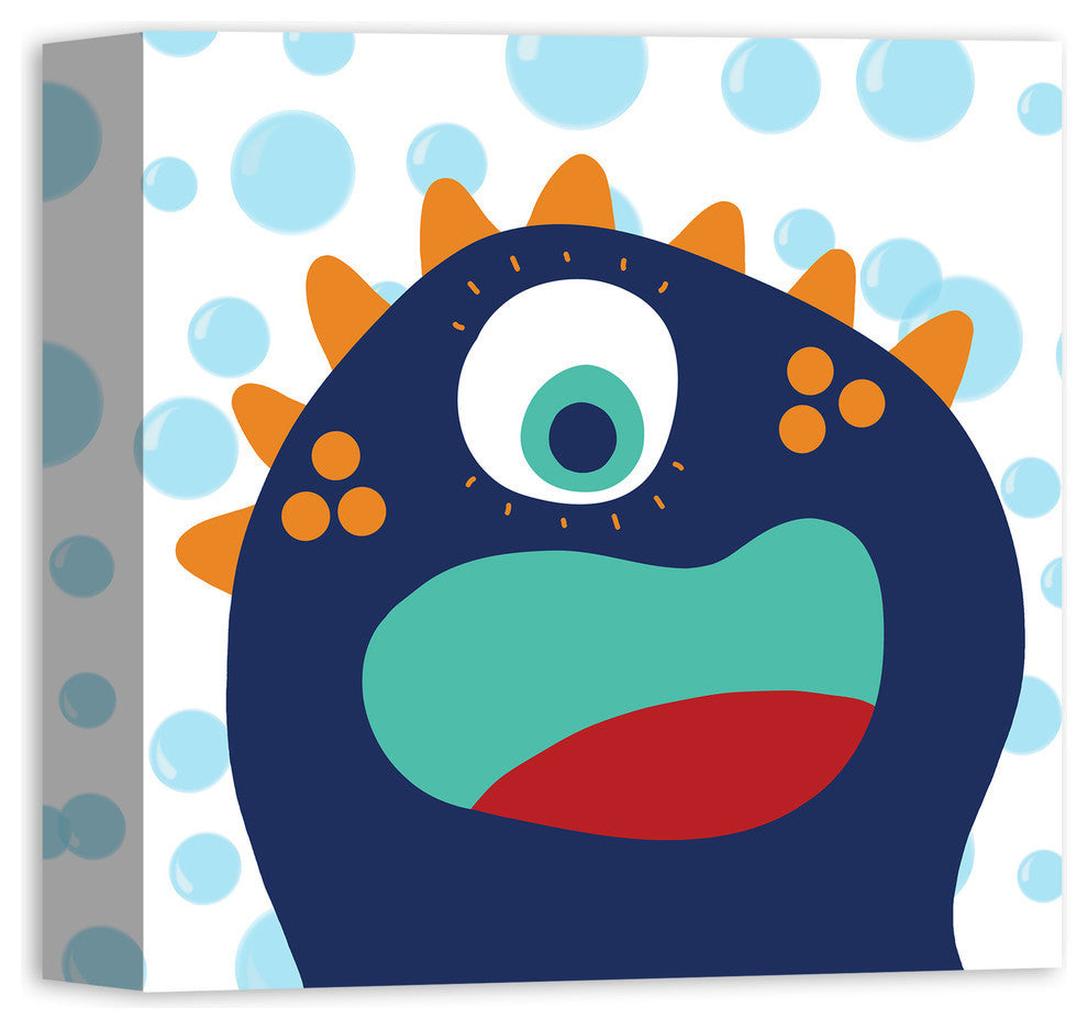 Blue Sea Monster 12x12 Canvas Wall Art