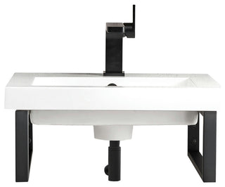 Two Boston 15 1/4" Wall Brackets, Matte Black, 20" White Glossy Composite Top