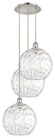 Athens Multi-Pendant, Polished Nickel, Clear Water Glass