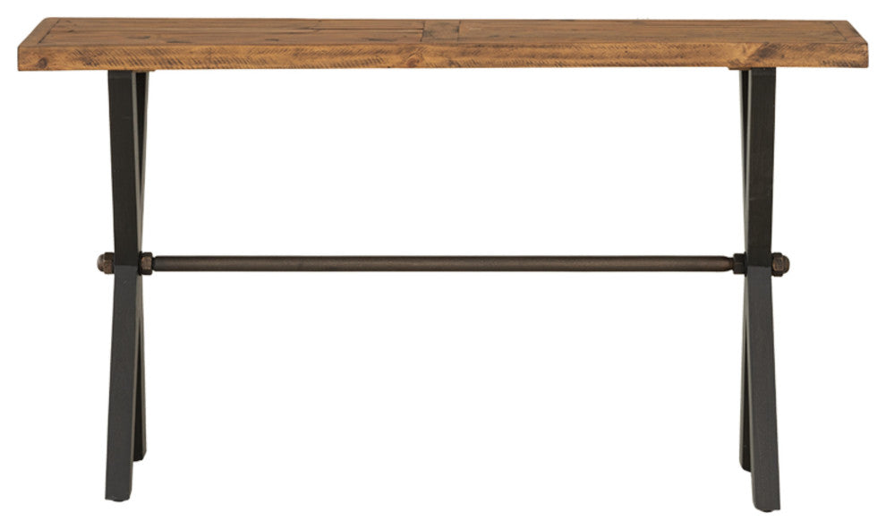 Cortesi Home Austin Console Table, Solid Reclaimed Wood with Black Wood Legs