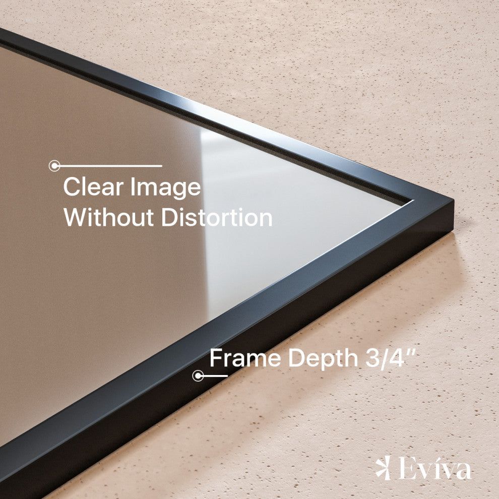 Eviva Black 48" x 30" Rectangular Black Metal Framed Mirror