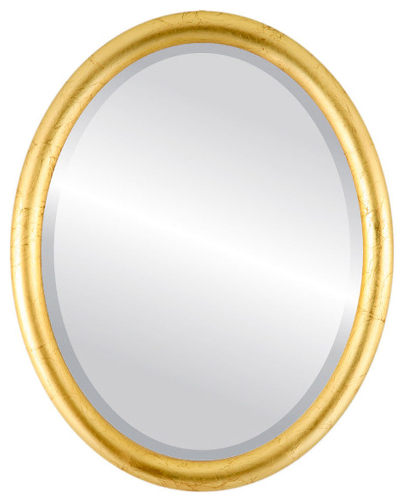 Pasadena Framed Oval Mirror, Gold Leaf, 21"x25"