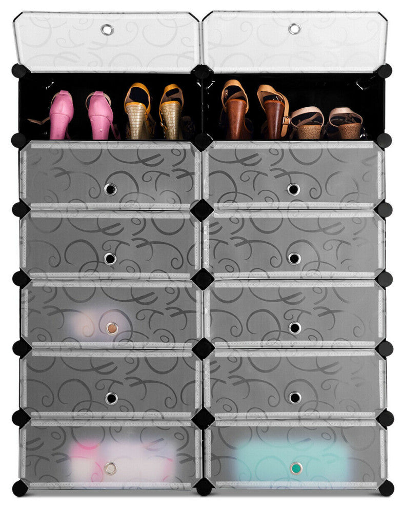 Costway 12 Cubic Portable Shoe Rack Shelf Cabinet Storage Closet Organizer Home