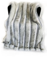 Plutus Off White Two Tone Feather Faux Fur Luxury Throw Blanket, 80"x110"