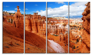 Sandstone Hoodoos in Bryce Canyon, Landscape Canvas Art Print, 48"x28", 4 Panels