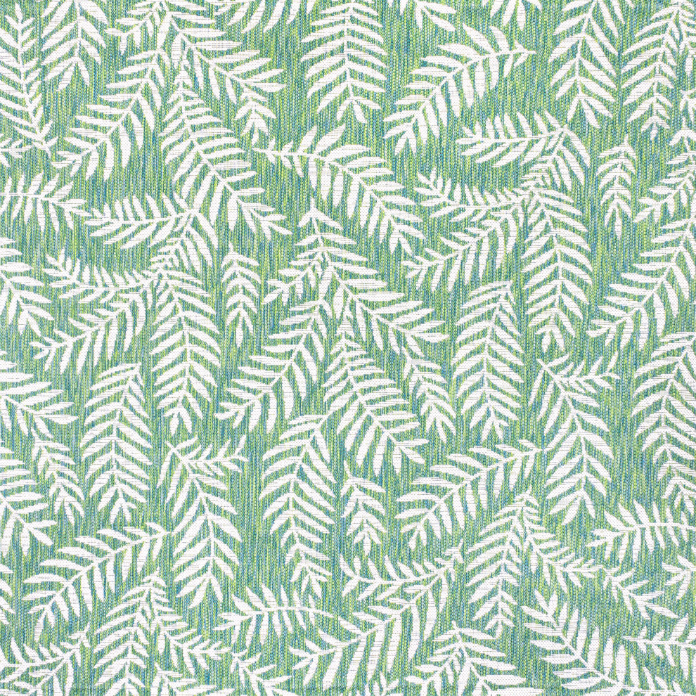 Nevis Palm Frond Indoor/Outdoor, Cream/Green, 5' Square