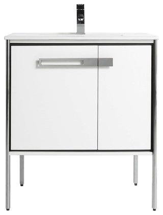 Oakville Bath Vanity, Ceramic Sink, White Matte, 30 Inch, Chrome Hardware