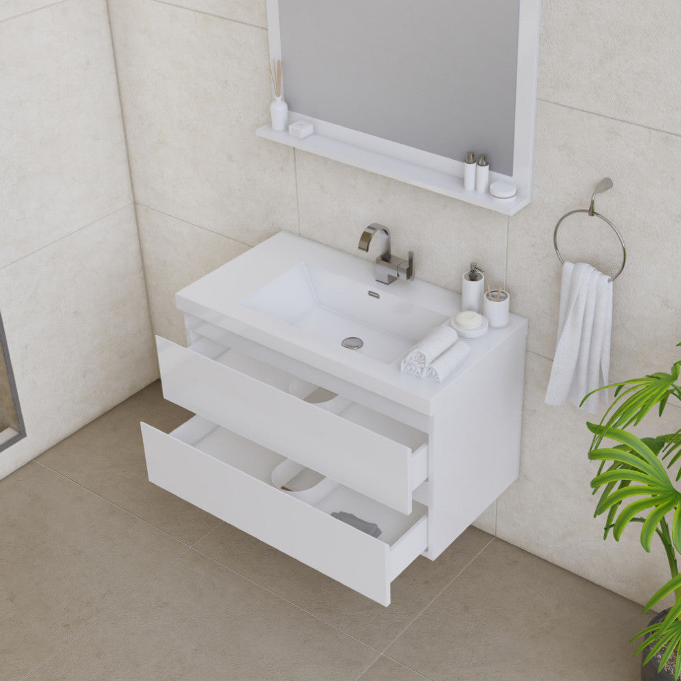 Paterno 36" Wall Mounted Bathroom Vanity With Sink, White