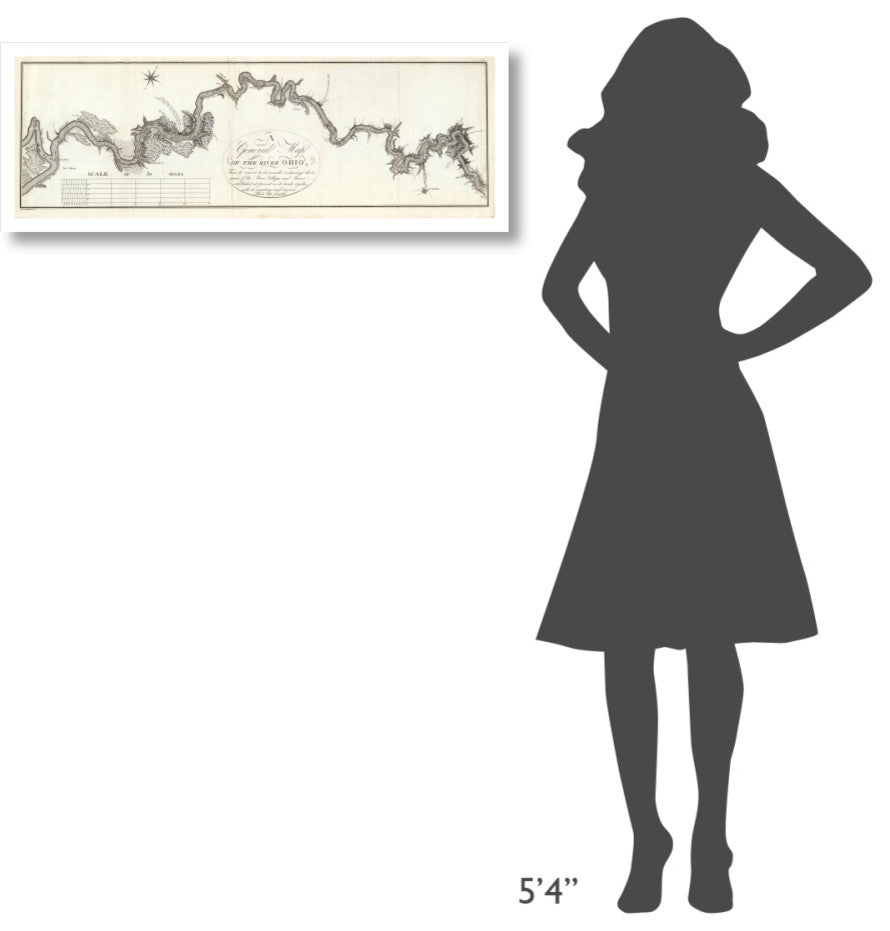"A General Map of The River Ohio, 1796" Paper Art, 38"x14"
