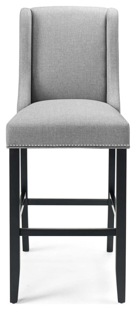 Bar Stool Chair Barstool, Set of 2, Fabric, Wood, Gray, Modern, Bar Pub