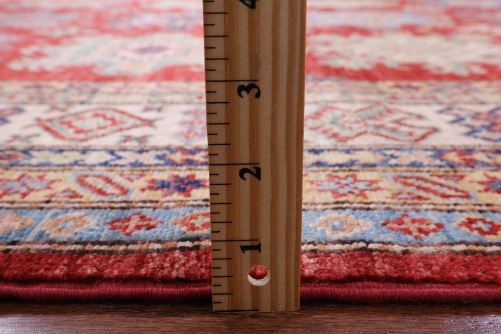 6' 3" X 9' 8" Hand-Knotted Super Kazak Wool Rug Q11103