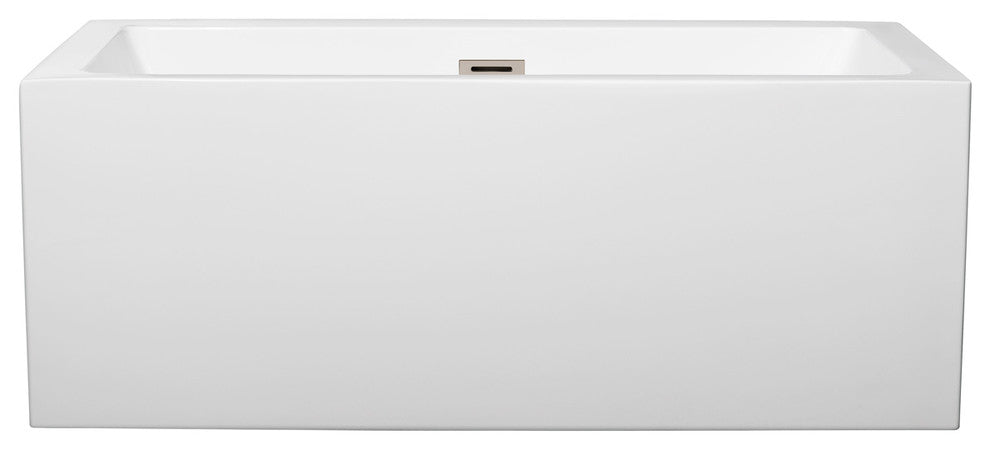 Melody 60" Freestanding White Bathtub, Brushed Nickel Drain