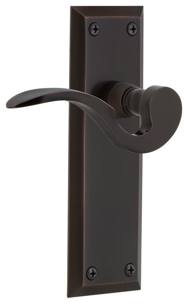 New York Plate With Manor Lever, Timeless Bronze, Passage, Non-Handed