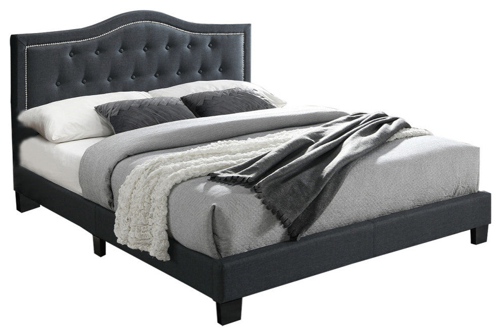 Twin Fabric Upholstered Bed, Charcoal