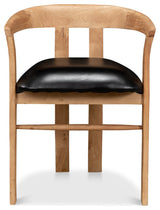 Rift Dining Chairs Set of 2 Black Leather Seat Curved Back