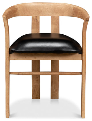 Rift Dining Chairs Set of 2 Black Leather Seat Curved Back