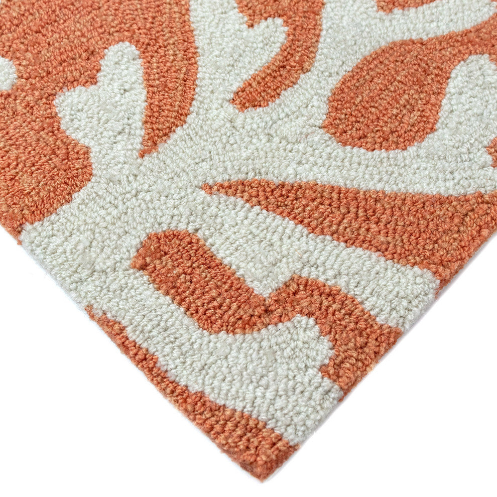 Capri Coral Border Indoor/Outdoor Rug, Coral, 2'x3'