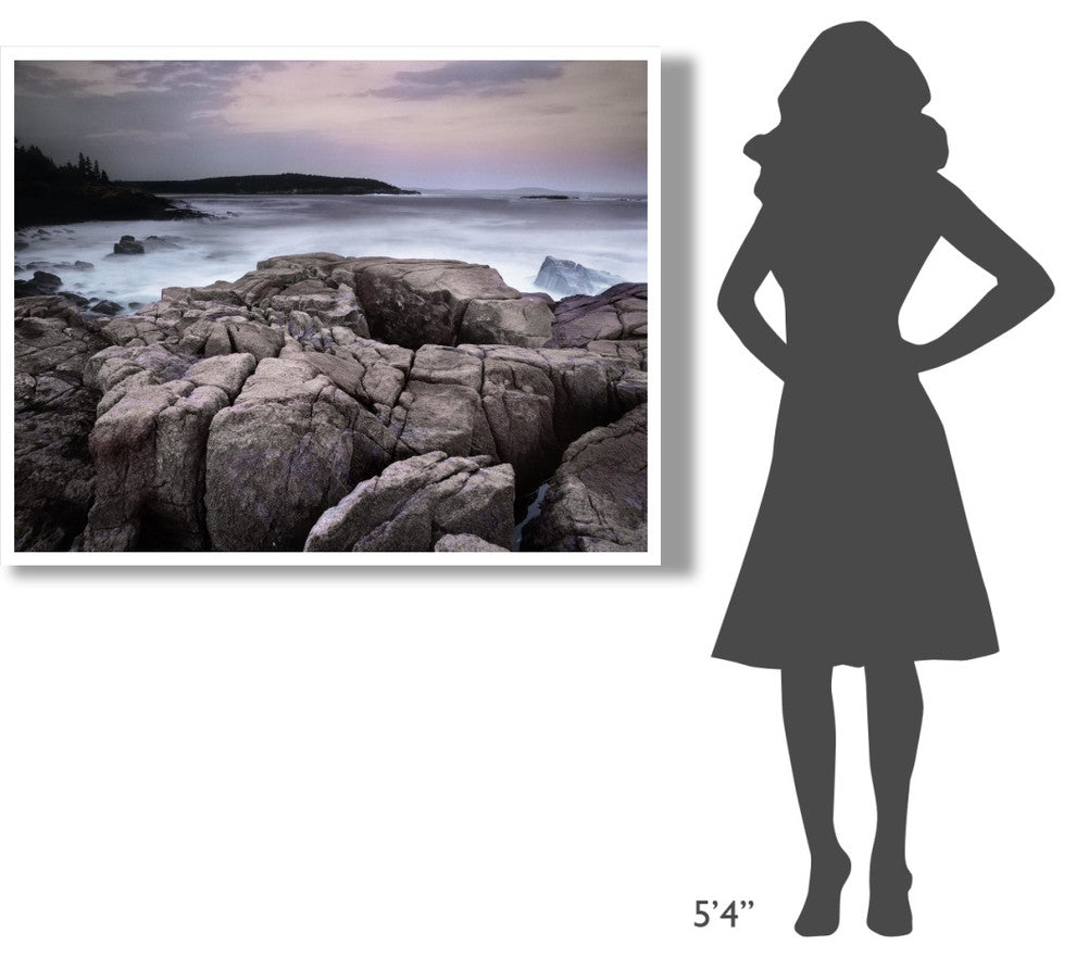 "Sunset, Atlantic Ocean, Thunder Hole, Acadia National Park" Paper Art, 50"x38"