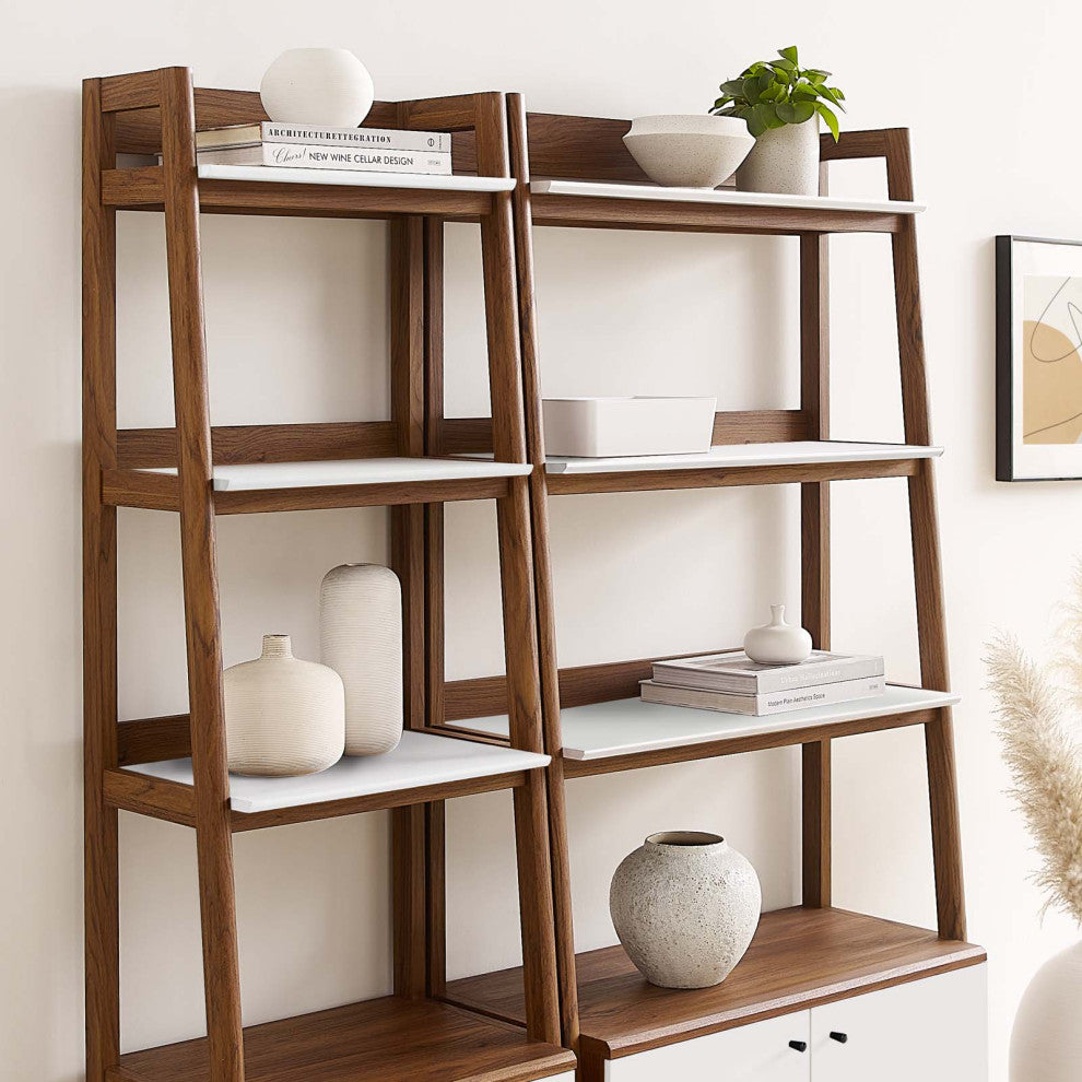 Bixby Wood Bookshelves, Set of 2, Walnut White
