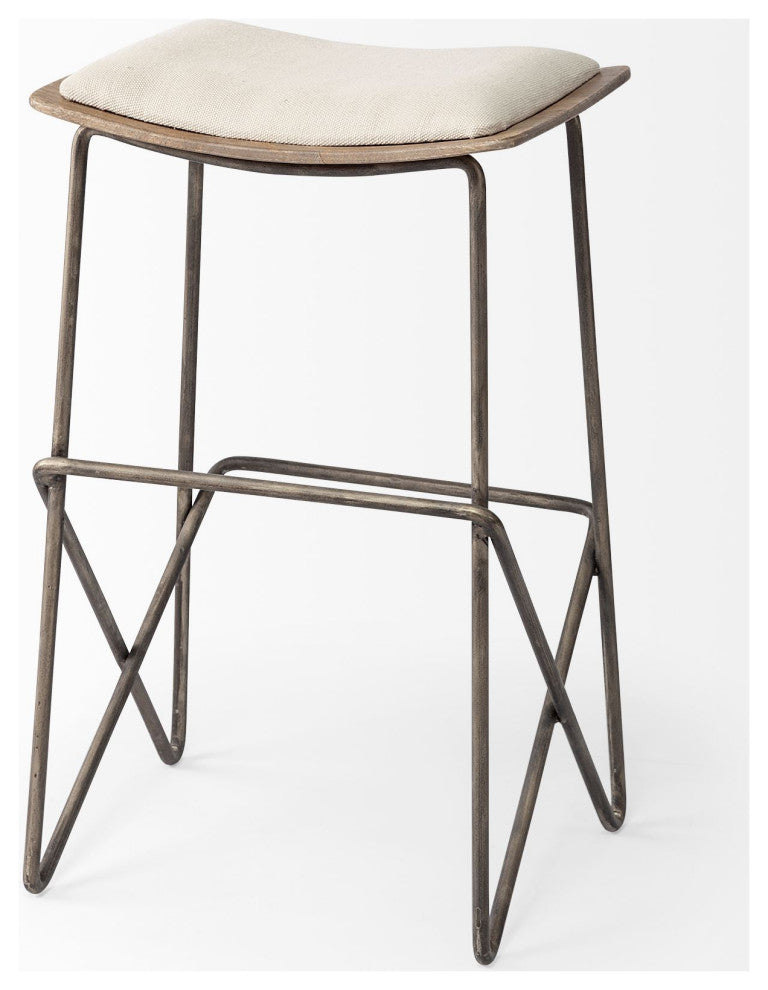 Katniss Cream Fabric Seat with Gold Metal Frame Counter Stool