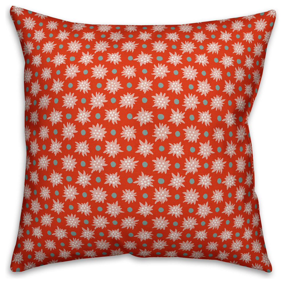 Abstract Snowflake Pattern, Red Throw Pillow Cover, 18"x18"