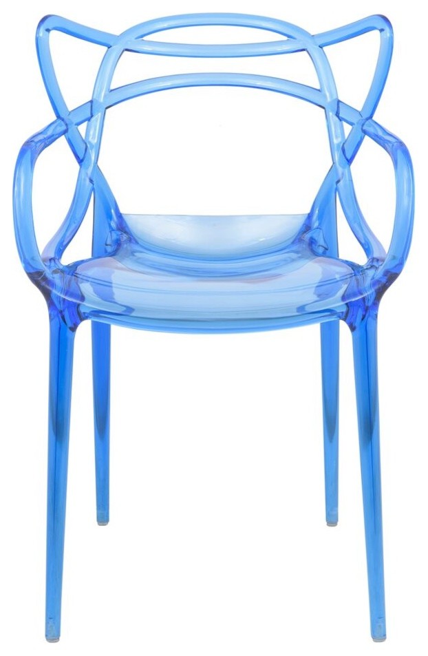 LeisureMod Milan Modern Wire Design Chair, Blue, Set of 2