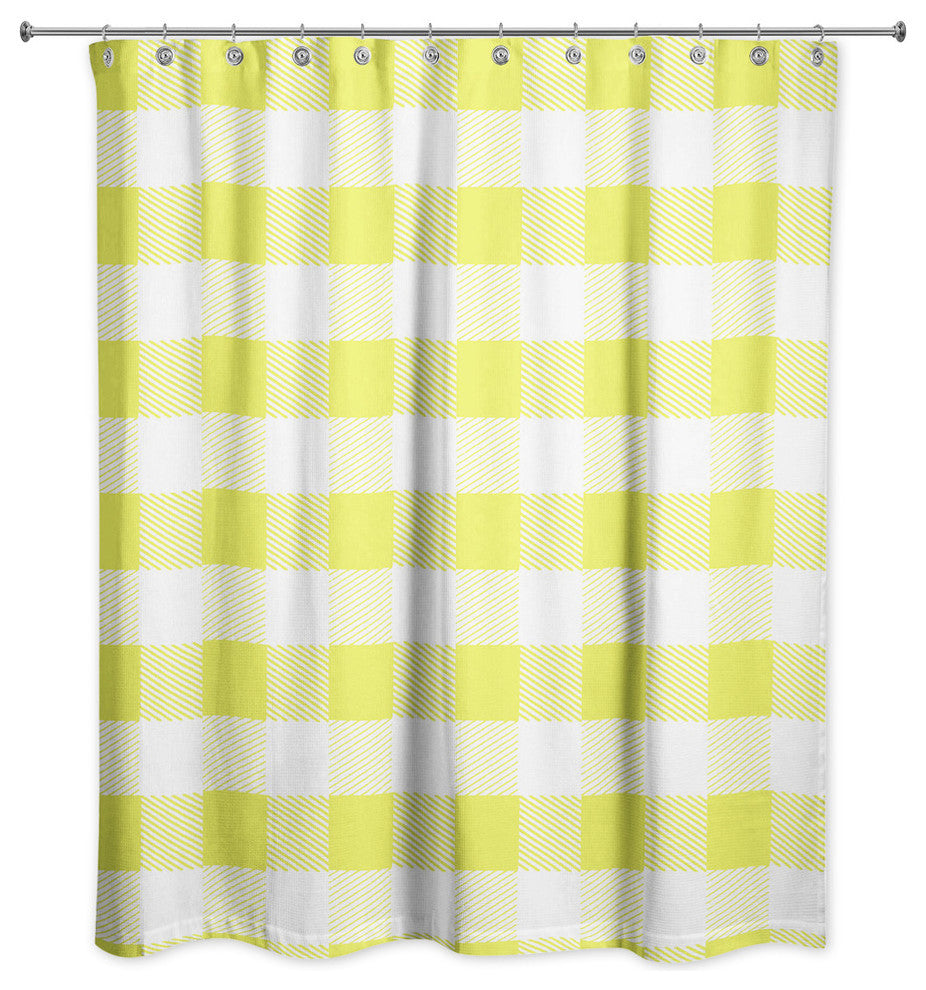 Green Buffalo Check Plaid Shower Curtain