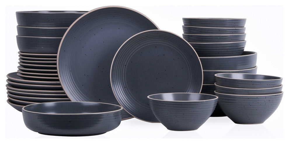 Stone Lain Lauren Stoneware 32 Piece Dinnerware Set, Charcoal