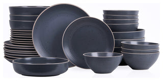 Stone Lain Lauren Stoneware 32 Piece Dinnerware Set, Charcoal