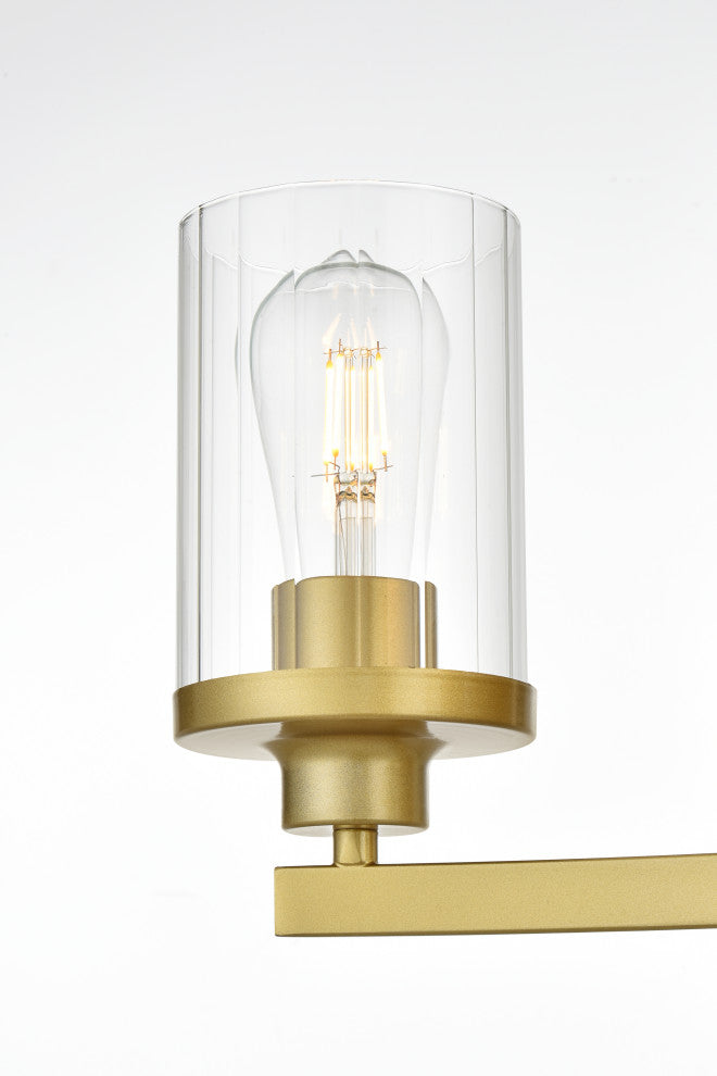 4 Light Brass And Clear Bath Sconce