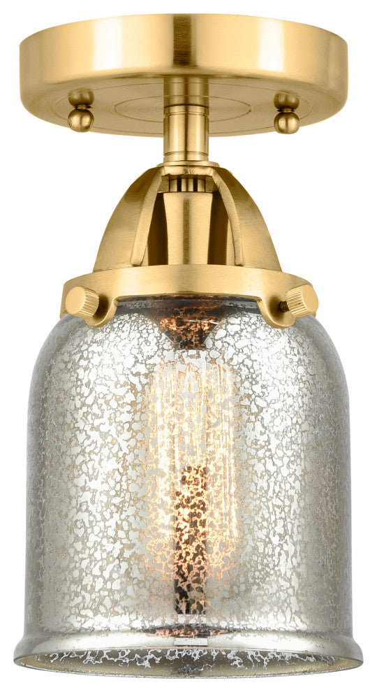 Small Bell Semi-Flush Mount, Satin Gold, Silver Plated Mercury