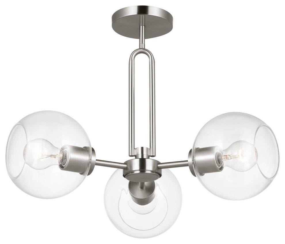 Codyn Three Light Semi-Flush Convertible Pendant, Brushed Nickel