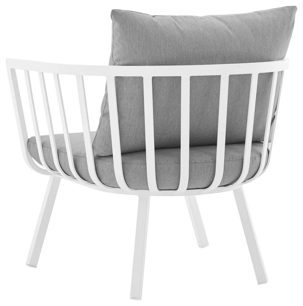 Lounge Sectional Sofa Chair Set, Aluminum, Metal, White Gray, Outdoor