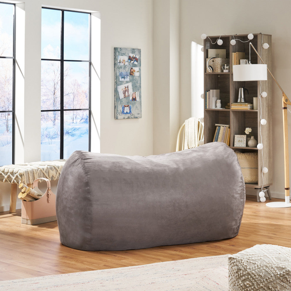 GDF Studio Haley 6.5 Ft Microfiber Bean Bag, Charcoal Gray