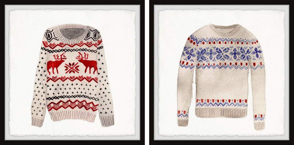 Christmas Sweaters Diptych, 2-Piece Set, 18x18 Panels