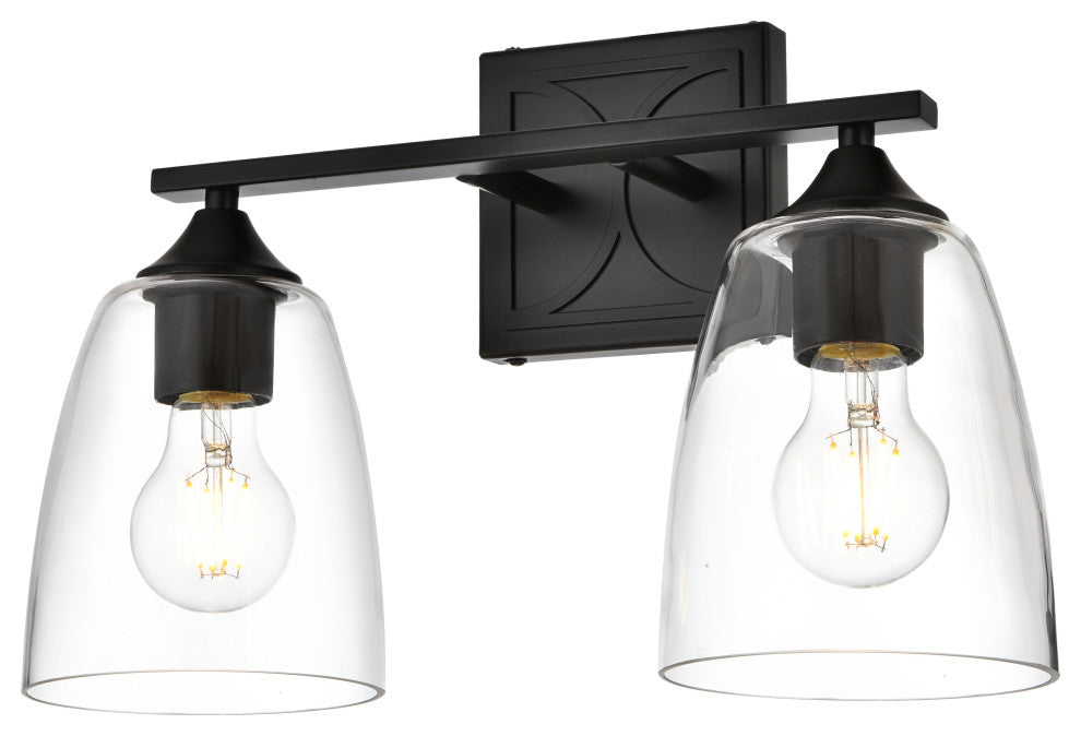2 Light Black And Clear Bath Sconce